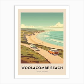 Devon Vintage Travel Poster Woolacombe Beach Art Print