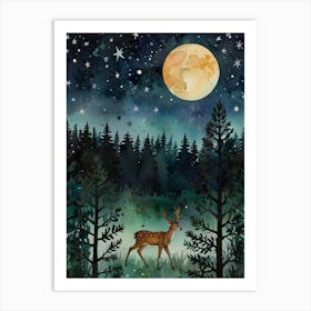 Deer In The Forest 18 Art Print