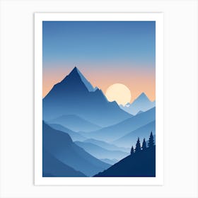 Misty Mountains Vertical Composition In Blue Tone 51 Art Print