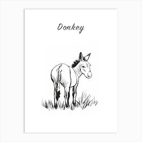 B&W Donkey Poster Art Print