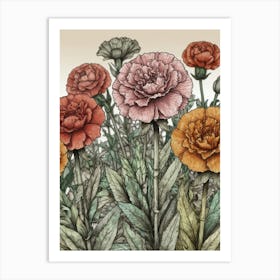 Carnations Canvas Print Art Print