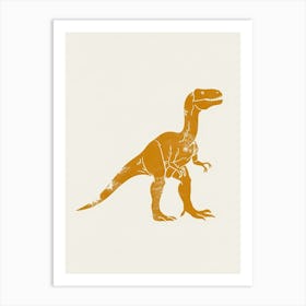 Mustard Dinosaur Silhouette 2 Art Print