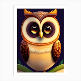 Cute 3d Owl  Art Print