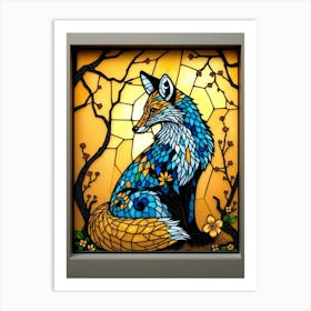 Stained Glass Fox 2 Art Print