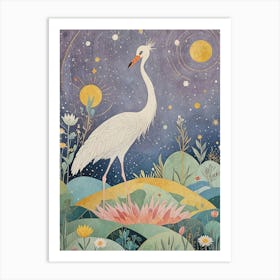 Whimsical Egret Art Print