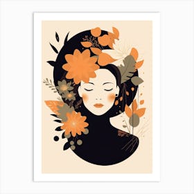 Bloom Body Art Portrait With Flowers Art Print