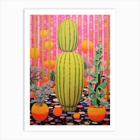 Mexican Style Cactus Illustration Lemon Ball Cactus Art Print