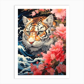 Tiger With Flowers 1 Art Print