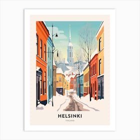 Vintage Winter Travel Poster Helsinki Finland 3 Art Print