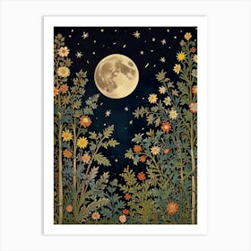 Moonlight In The Garden Style William Morris 1 Art Print 6 Art Print