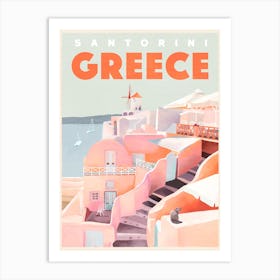 Vintage Travel Santorini Greece Art Print