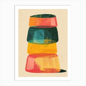 Stacked Colourful Jelly Beige Illustration 2 Art Print