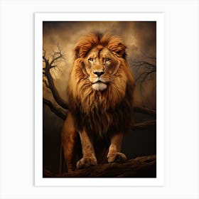 Lion Art Painting Tonalism Style 2 Art Print