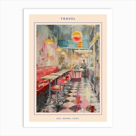 Kitsch Retro American Diner Brushstroke 2 Poster Art Print