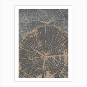 Black Tree Ring Stump Art Print