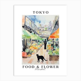 Food Market With Cats In Tokyo 3 Poster Art Print