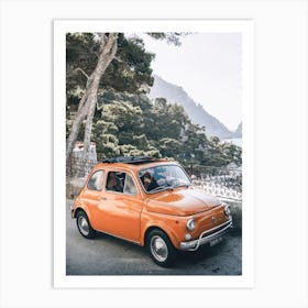 Orange Fiat 500 at Positano Art Print