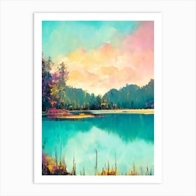 Pastel Lake Landscape Art Print