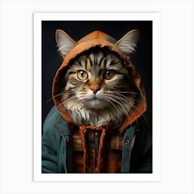 Cat In Hoodie Art Print