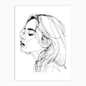 Portrait Of A Woman Minimalist One Line Illustration 3 Art Print