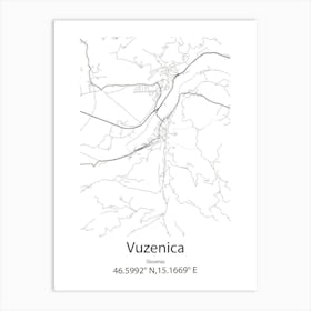 Vuzenica,Slovenia Minimalist Map Póster