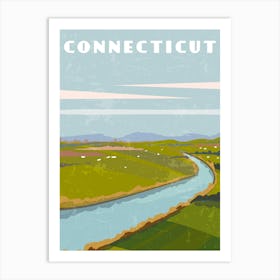 Connecticut, USA — Retro travel minimalist poster Art Print