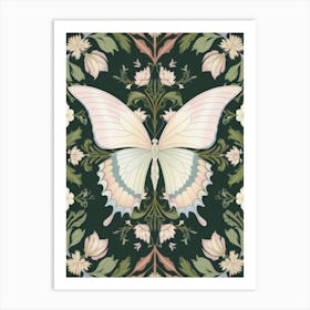 Butterfly On A Green Background Style William Morris 1 Art Print