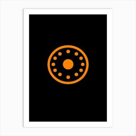 Orange And Black Circle On Black Background Art Print