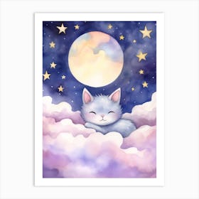 Baby Kitten 8 Sleeping In The Clouds Art Print