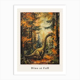 Dinosaur In An Autumnal Forest 1 Poster Art Print