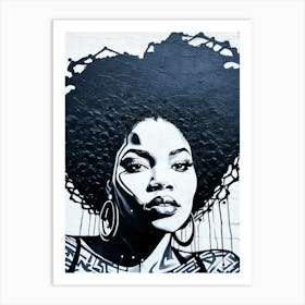 Graffiti Mural Of Beautiful Black Woman 124 Art Print