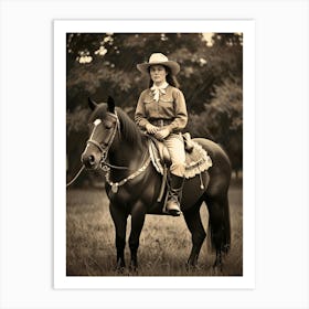 Cowgirl On Horseback 1 Art Print