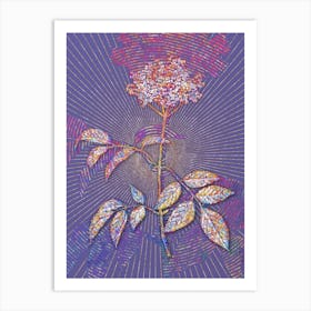 Geometric Elderflower Tree Mosaic Botanical Art on Veri Peri n.0029 Art Print