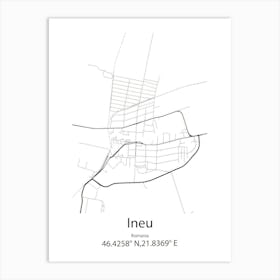 Ineu,Romania Minimalist Map Art Print