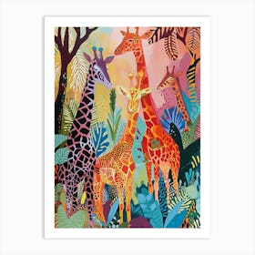 Sweet Painting Of Giraffe Family 3 Art Print
