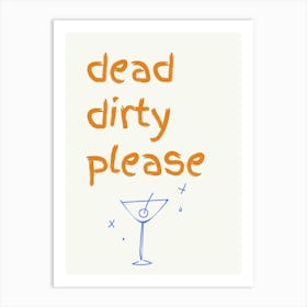 Dirty Martini Cocktail Poster Orange  Art Print