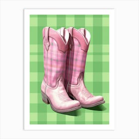 Checkered Cowgirl Boots 2 Art Print