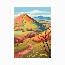 The Malvern Hills England 3 Hike Illustration Art Print