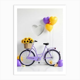 Bicycle With Flowers And Balloons Art Print