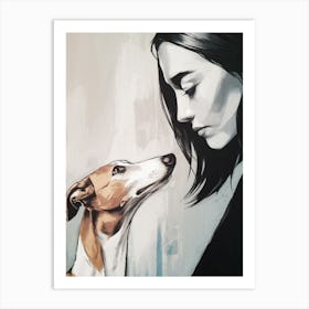 Girl And Her Dog Art Print