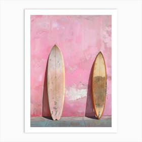 Two Surfboards Against A Pink Wall Art Print