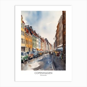 Copenhagen 4 Watercolour Travel Poster Art Print