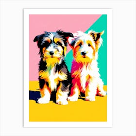 Bearded Collie Pups, This Contemporary art brings POP Art and Flat Vector Art Together, Colorful Art, Animal Art, Home Decor, Kids Room Decor, Puppy Bank - 160th Art Print