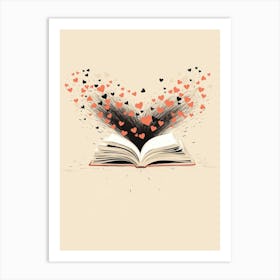 Open Book Coral Hearts Art Print