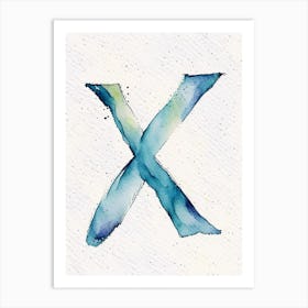 X  Letter, Alphabet Minimalist Watercolour 9 Art Print