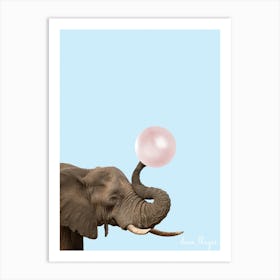 Éléphant avec chewing-gum Art Print