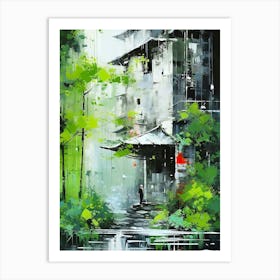 House In The Rain Art Print