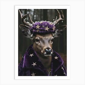 Deer In Purple velvet clothes Art Print