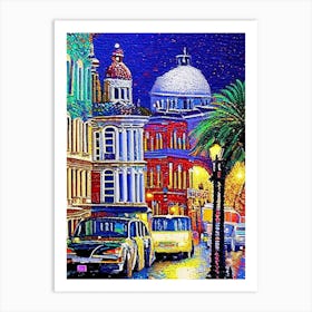 New Orleans, City Us  Pointillism Art Print