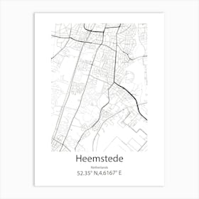 Heemstede,Netherlands Minimalist Map Art Print